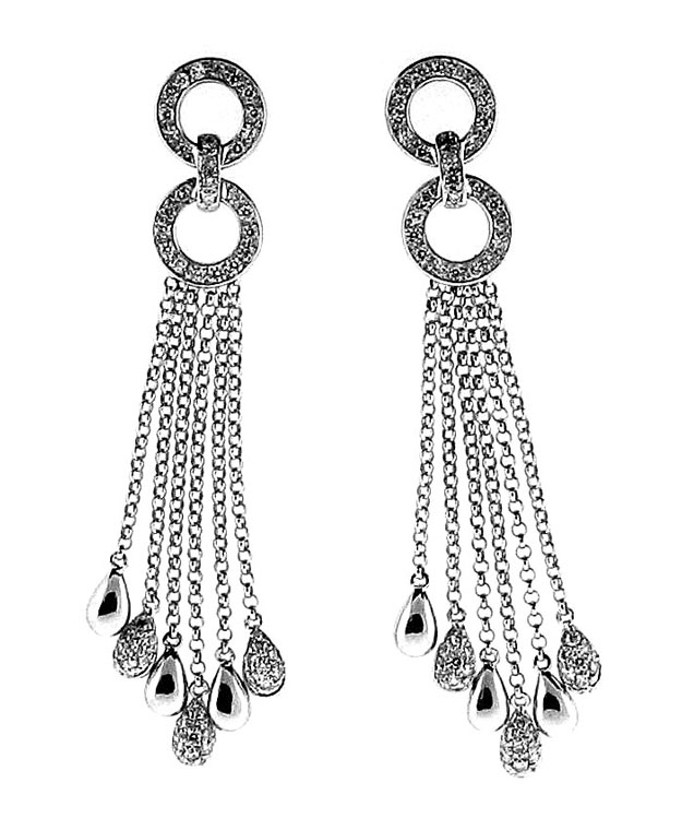 14KW Pave Drop Earrings with Diamonds: 1.4cts
