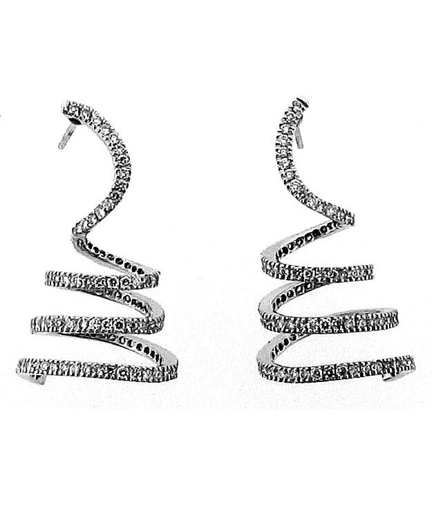 14KW Fashion Spiral Earrings with Diamonds: 2.25cts