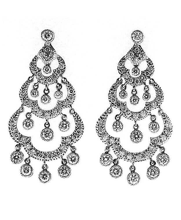 14KW Fashion Earrings with Diamonds: 3.00cts