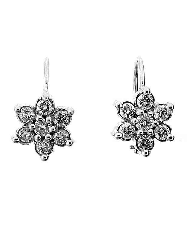 14KW Star Shaped Earrings with Diamonds (White): 0.95cts