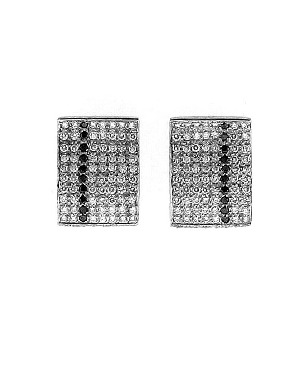 18KW Fashion Earrings with White and Black Diamonds: 3.95cts