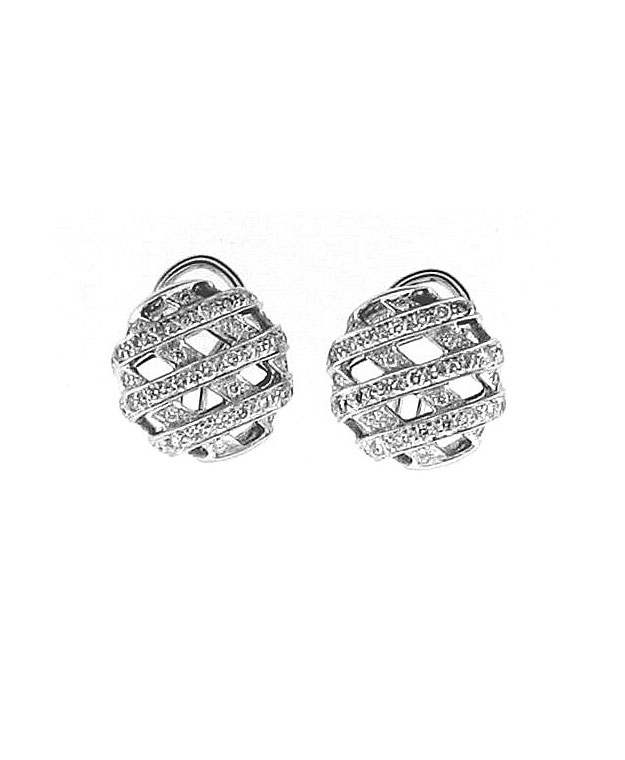 18KW Fashion Criss-Cross Earrings with Diamonds: 0.85cts - White