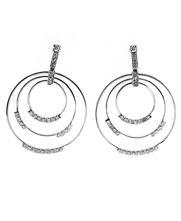 14KW Three Circle Fashion Earrings with Diamonds: 0.95cts