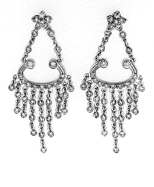 14KW Chandelier Earrings with diamonds: 2.75cts