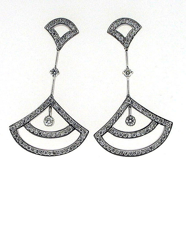 14KW Fashion Drop Earrings with Diamonds: 1.85cts