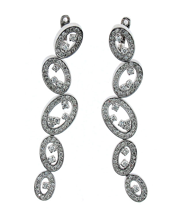14KW Oval Shaped Pave Earrings with Diamonds: 2.30cts