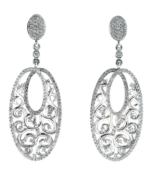 18KW Fashion Drop Earrings with Diamonds: 1.35cts