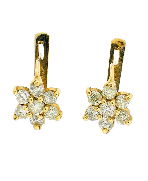 14KW Star Shaped Earrings with Diamonds (Yellow): 0.95cts