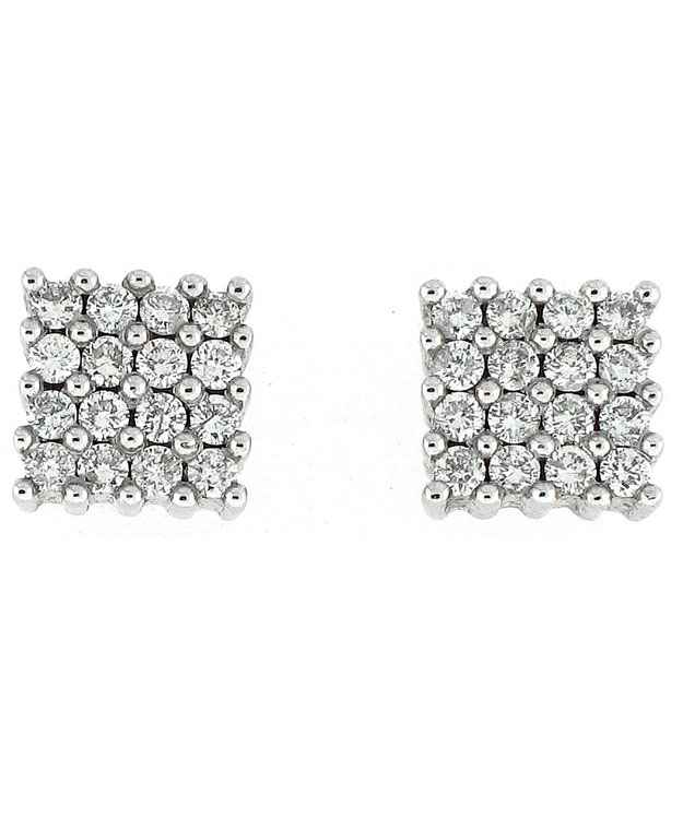 14KW Block Prong Stud Look Earrings with Diamonds: 0.52cts