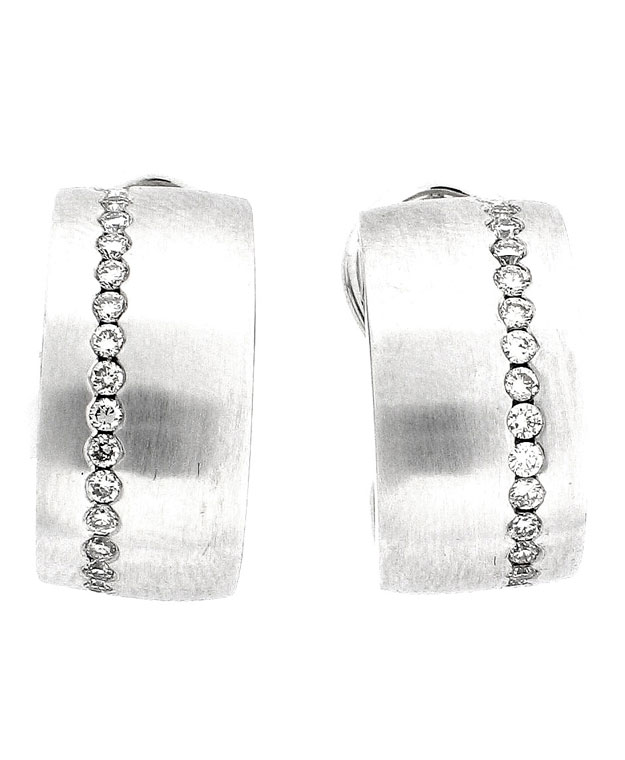 18KW Huggie Fashion Earrings with Diamonds: 0.25cts