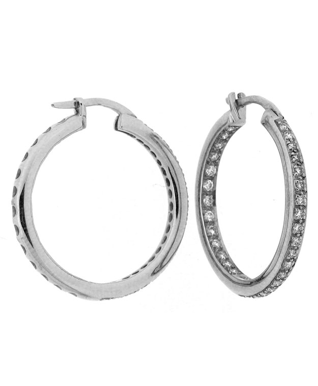14KY Pave Hoop Earrings with Diamonds: 0.50cts