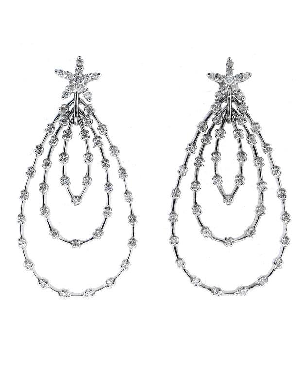 14KW Three Pear Shaped Fashion Earrings with Diamonds: 1.44cts