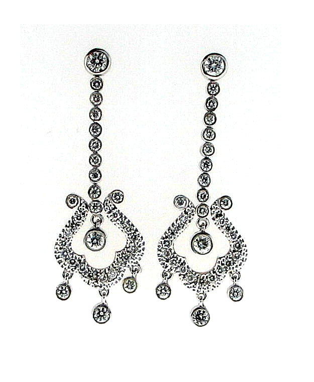 14KW Fashion Drop Earrings with Diamonds: 1.60cts